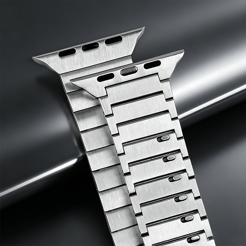 Stainless Steel Butterfly Buckle Apple Watch Band - Brushed Metal Strap, Compatible with for All Series 1-11/Ultra (38-49mm)