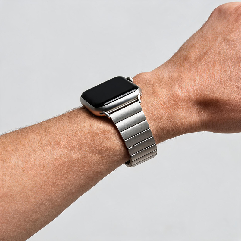 Stainless Steel Butterfly Buckle Apple Watch Band - Brushed Metal Strap, Compatible with for All Series 1-11/Ultra (38-49mm)