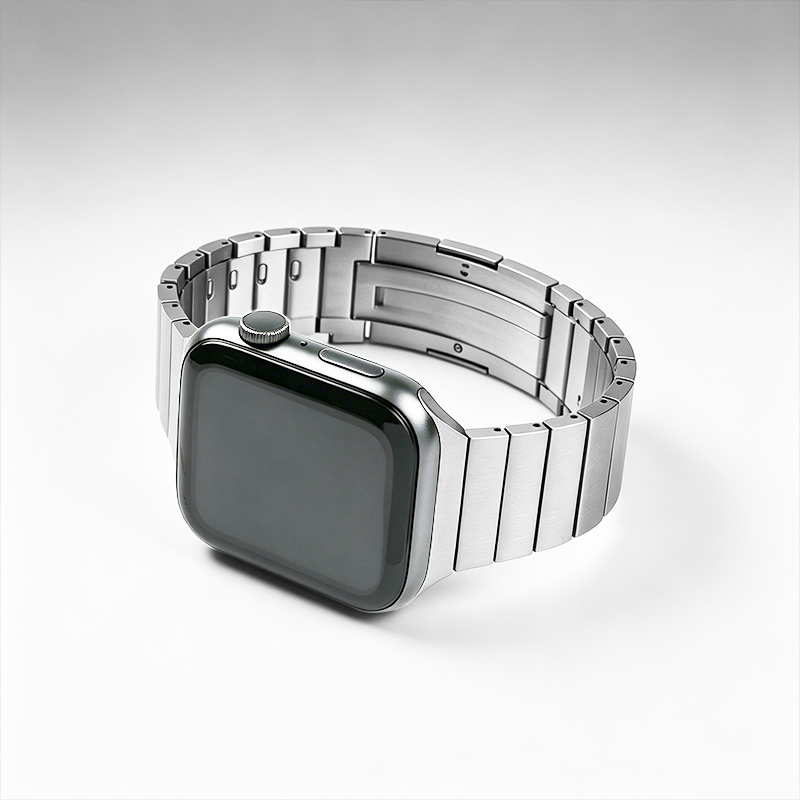 Stainless Steel Butterfly Buckle Apple Watch Band - Brushed Metal Strap, Compatible with for All Series 1-11/Ultra (38-49mm)